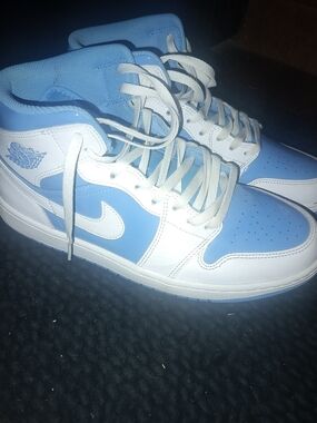 Nike Air Jordan 1 Mid White & Light Blue Men’s Sneakers